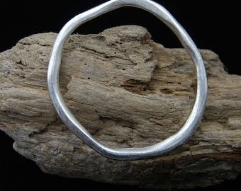 Silver Plated Solid  Irregular Bangle: Hammered Boho Stacking Bracelet