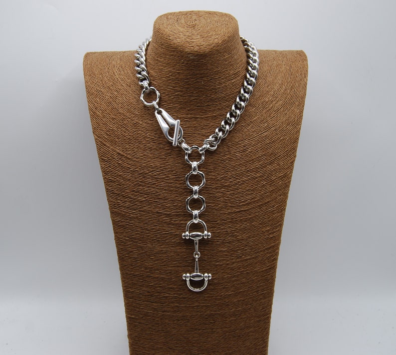 Statement Silver Necklace, Chunky Solid Stainless Steel Curb Chain, image 1