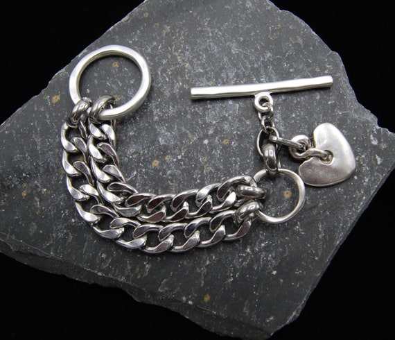 UK Vintage Silver Double Chain Toggle