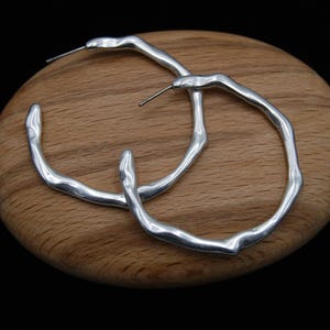 Sterling Silver Dipped Hoop Earrings: Large Irregular Statement Hoops
