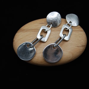 Silver Dangling Earrings, Silver Statement Earrings, Geometric Earrings, Gift For Her, Large Silver Earrings, Abstract Silver Earrings