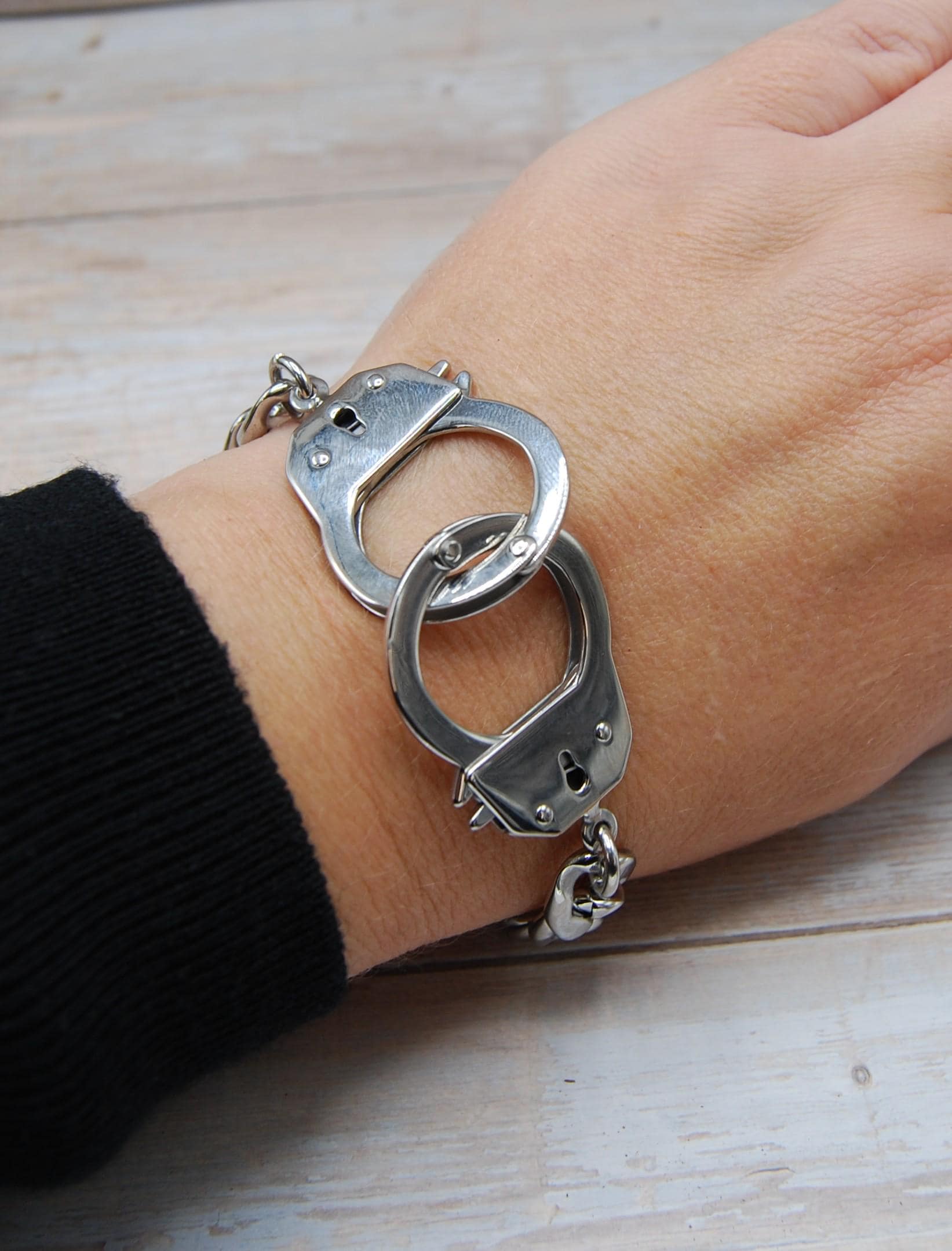 Stainless Steel Handcuff Bracelet: Curb Chain Statement Jewelry - Etsy