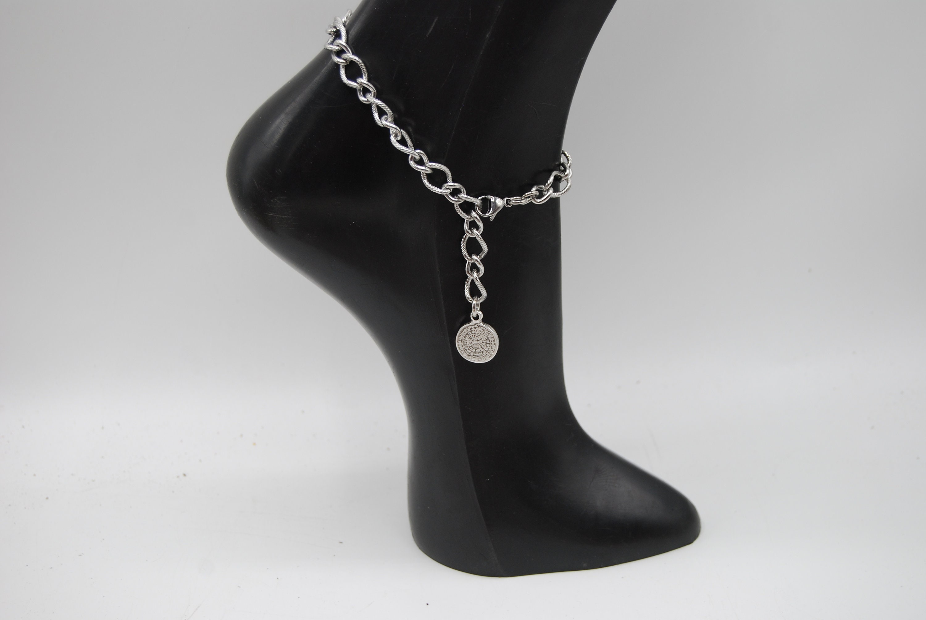 Cavigliera Con Cristalli E Pendente &ndash; Placcato Oro 14K &ndash; Regolabile &ndash; Fatto A Mano UK