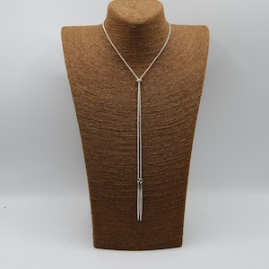 Silver Lariat Necklace, Fine Chain Pendant, Adjustable Necklace, Minimalist Necklace, Stainless Chain, Layering Pendant, Gift For Her