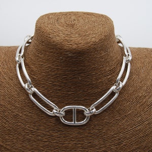 Antique Silver Necklace, Large Silver Link Necklace, Large Link Chain, Statement Silver Necklace, Gift For Her, Oval Link Necklace, Chunky