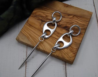 Verzilverde statement-oorbellen | Strakke abstracte oorbellen | Moderne luxe lange hanger