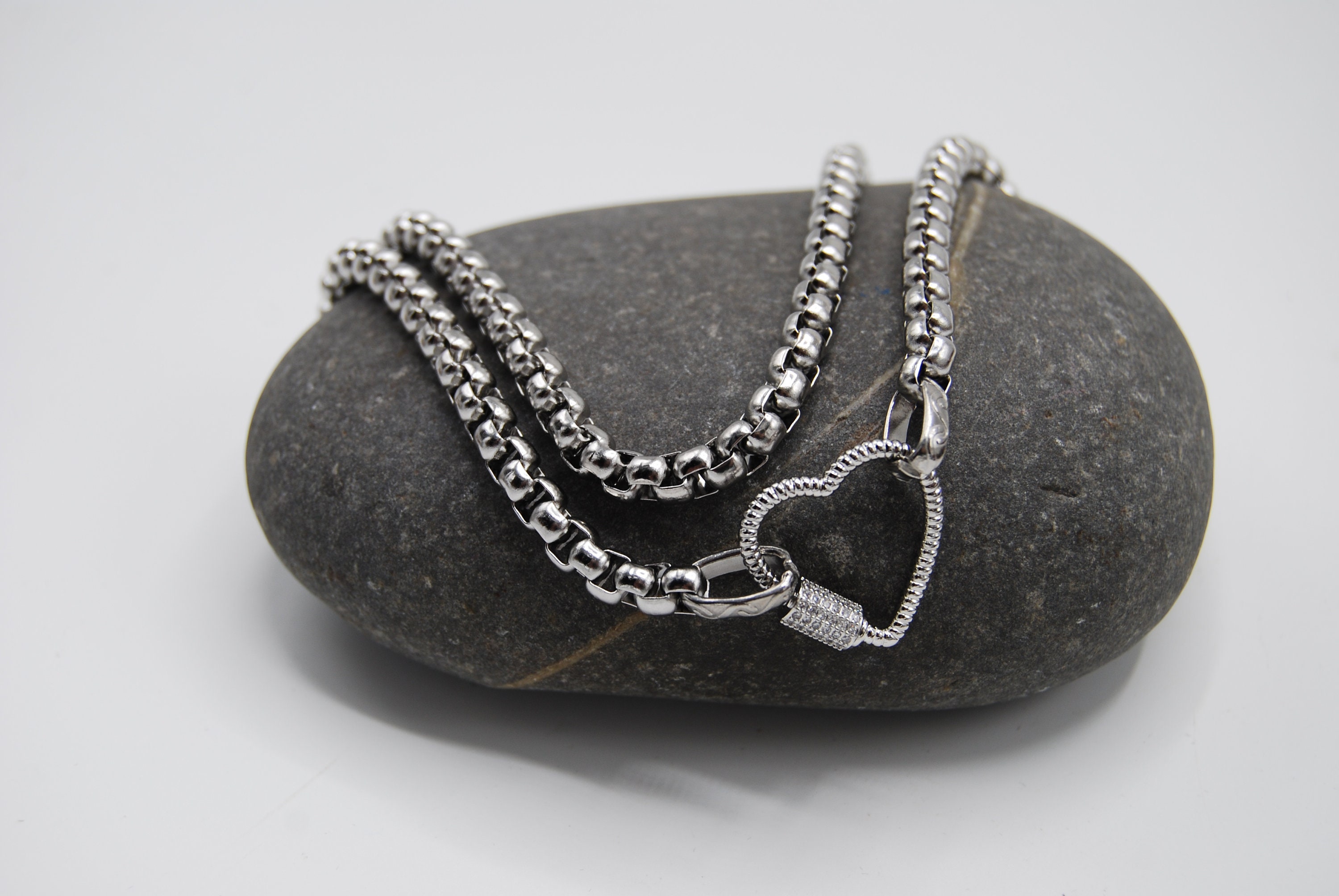 Stainless Steel Wrap Necklace, Heart Carabiner Necklace