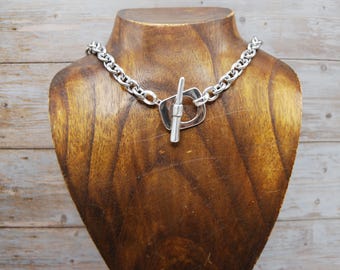 Silver Oversized Toggle Clasp Necklace