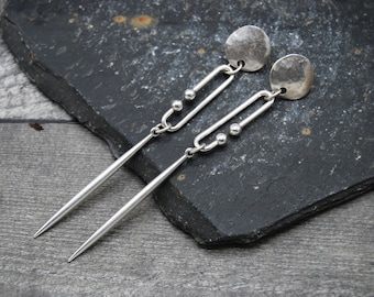 Antique Silver Drop Earrings, Dramatic Silver Earrings, Statement Silver Earrings, Big Silver Earrings, Large Silver Earrings, Spike Earring