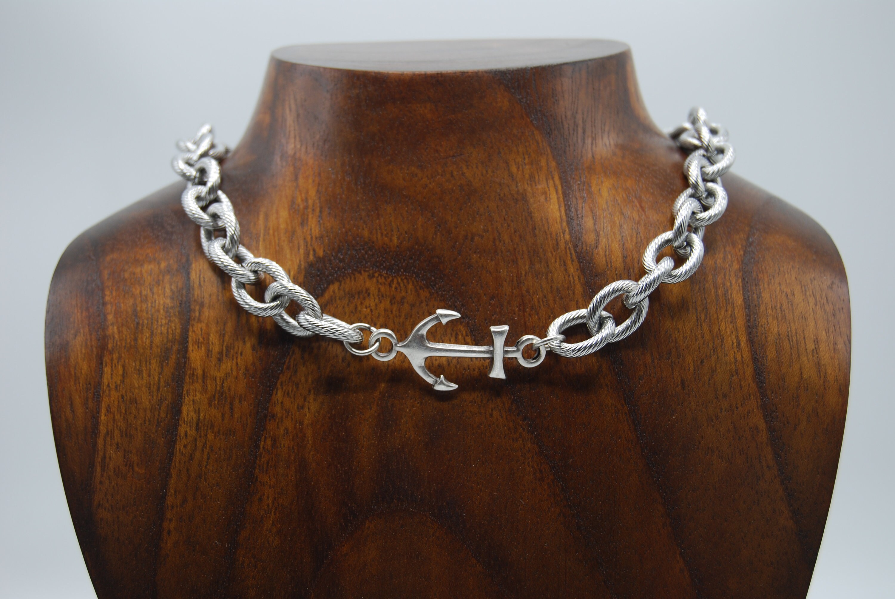 Stainless Steel Cable Chain Silver Anchor Pendant Anchor Etsy