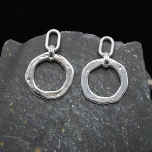 Statement Silver Earrings, large Silver Earrings, Silver Hoop Earrings, Chunky Silver Earrings, Hammered Silver Earrings