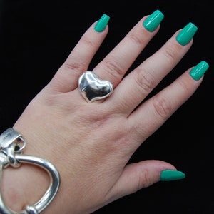 Silber Herz Ring: Einstellbar Statement Schmuck