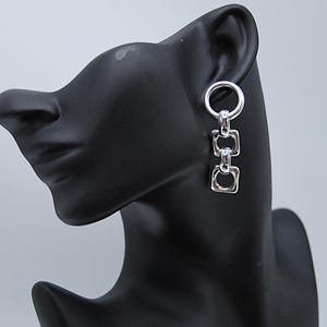 Geometric Silver Drop Earrings: Statement Dangle Jewelry