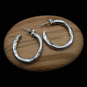 Hammered  Silver Plated Hoop Earrings: Minimalist Statement Jewelry