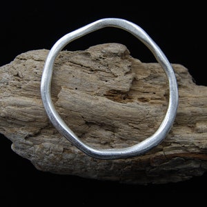 Antique Silver Irregular Shaped Solid Bangle, Minimalist Silver Stacking Bangle, Gift For Her, Statement Silver Bangle, Modern Silver Bangle