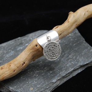 Statement Silver Coin Ring, Adjustable Silver Ring, Silver Band Ring, Chunky Silver Ring, Silver Charm Ring, Gift For Her, Phaistos Ring