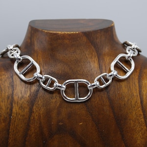 Statement Silver Necklace, Oval Link Silver Necklace, Silver Large Link Necklace, Gift For Her, Chunky Silver Necklace, Solid Chain