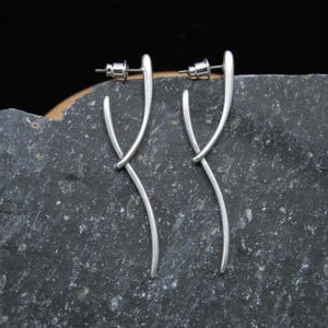 Silver Plated Abstract Earrings: Boho Minimalist Style