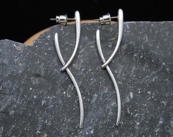 Silver Plated Abstract Earrings: Boho Minimalist Style