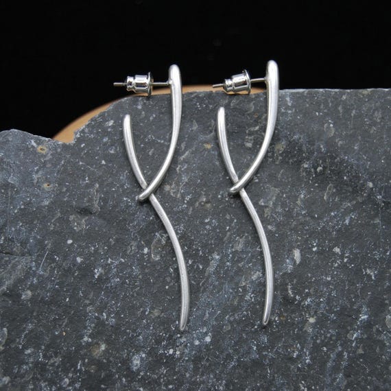 Silver Plated Abstract Earrings: Boho Minimalist Style