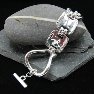 Statement Silver Link Bracelet: Chunky Toggle Cuff