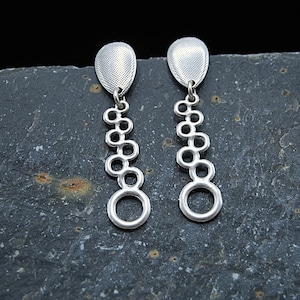 Silver Statement Drop Earrings: Large Circle Post Earrings