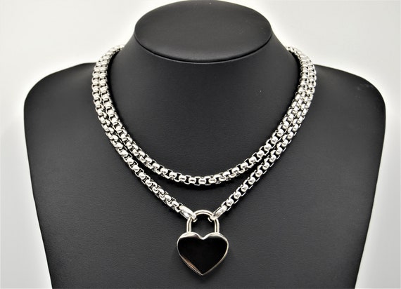 シルバー チェーンネックレス ハート型クラスプ*2 シルバー チェーンネックレス ハート型クラスプ*2 ハートモチーフ 2連