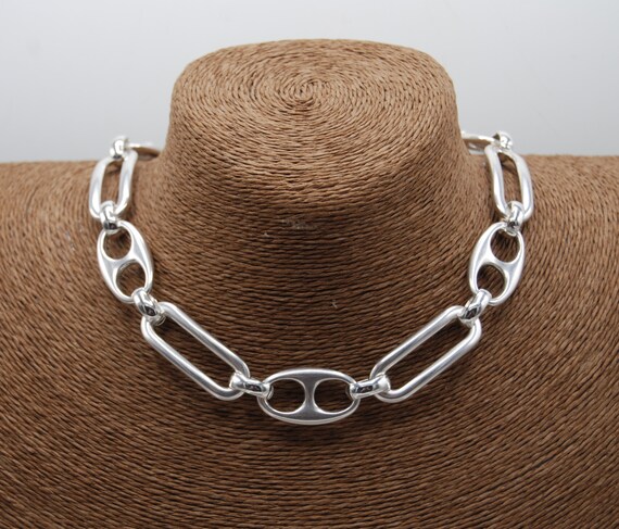 Antique Silver Necklace Large Silver 