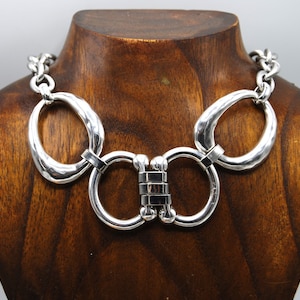 Silver Statement Necklace, Chunky Silver Choker Necklace, Gift For Her, Large Link Choker Necklace, Statement Jewellery, Unique Choker