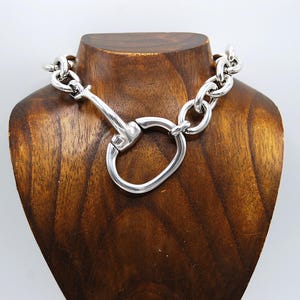Statement Silver Choker Necklace, Silver Large Link Choker, Silver Toggle Clasp Necklace, Gift For Her, Chunky Silver Chain Choker