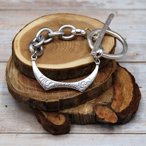 Silver Plated Toggle Clasp Bracelet: Statement Link Chain