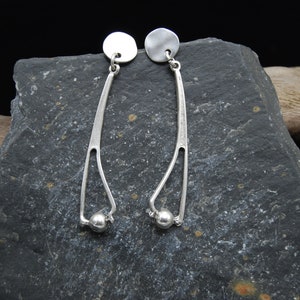 Dramatic Antique Silver Drop Earrings, Statement Silver Earrings, Dangling Silver Earrings, Large Silver Earrings, Abstract Earrings