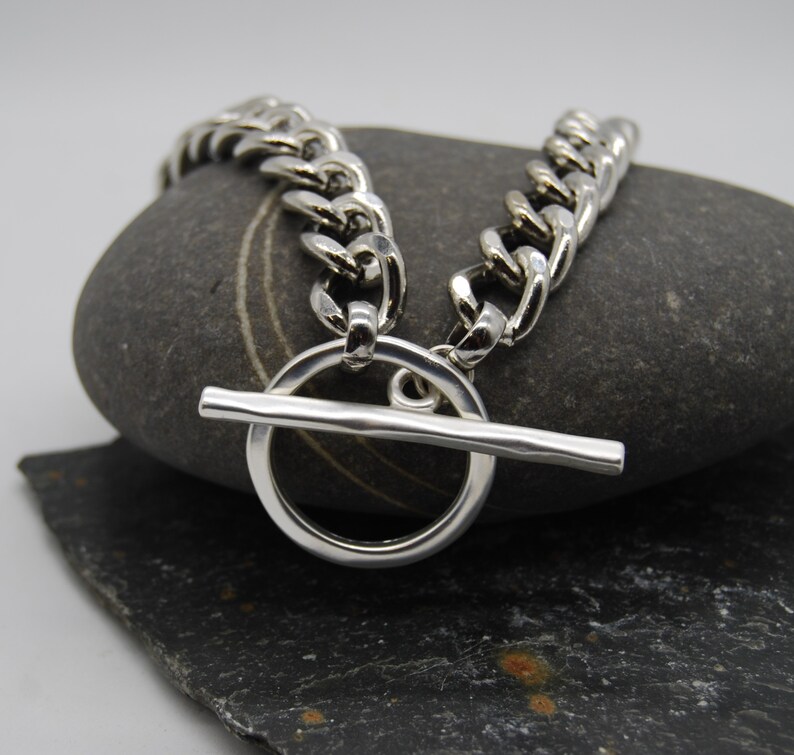 Silver Chunky Toggle Clasp Necklace Industrial Chunky Silver Etsy