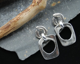 Silver Plated Statement Earrings: Geometric Modern Design