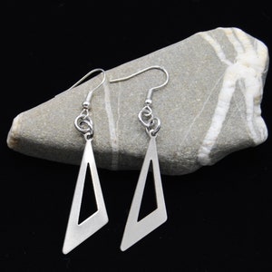 Silver Triangle Earrings, Drop Silver Earrings, Triangle Cut Out Earrings, Silver Earrings, Minimalist Silver Earrings, Boho Earrings
