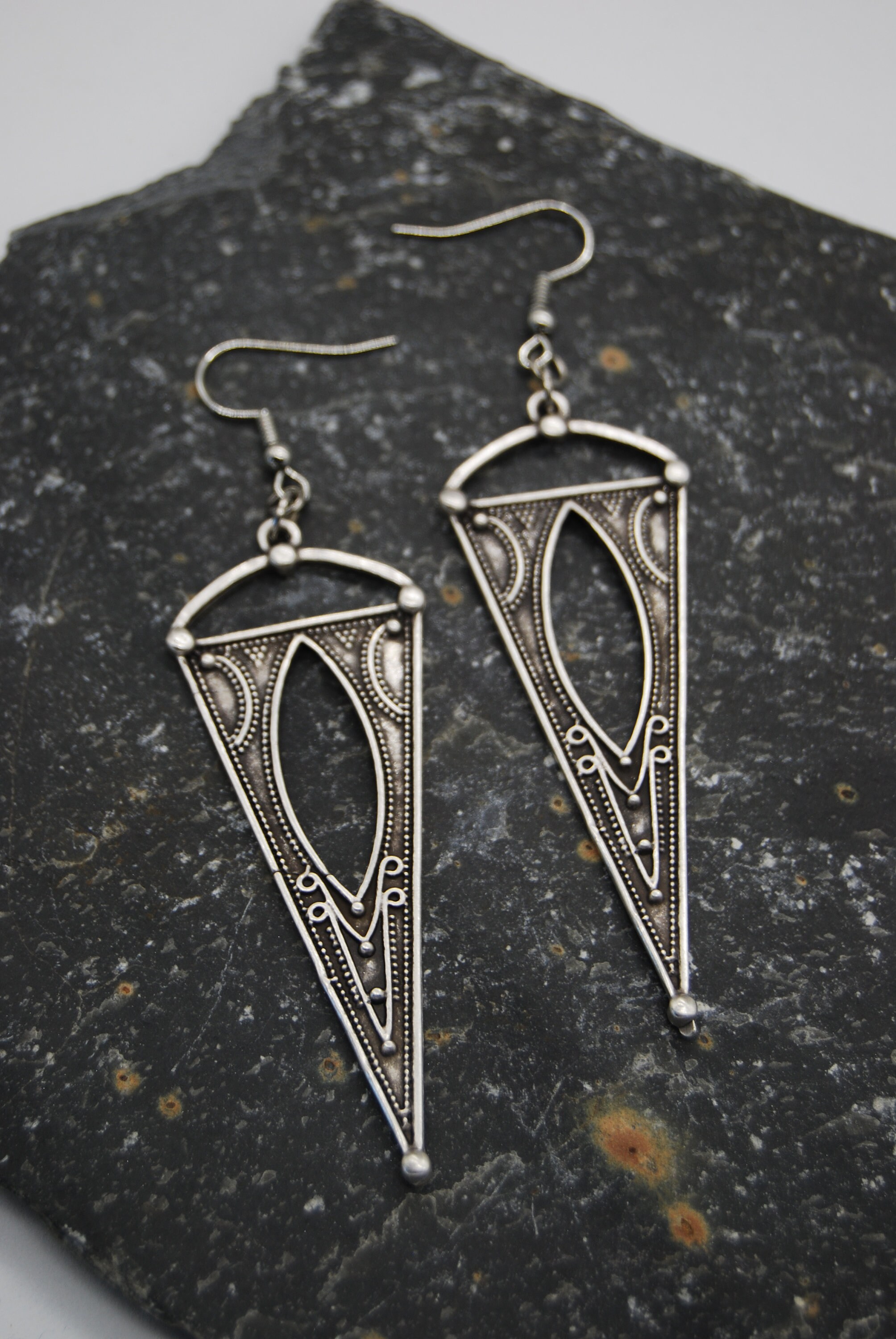 Antique Silver Large Statement Dangling Earrings Abstract - Etsy UK