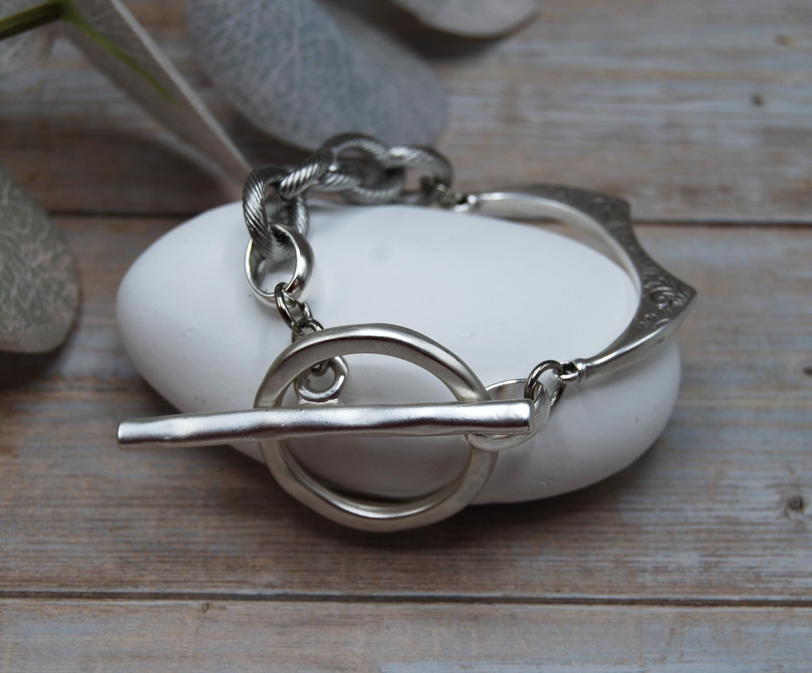 Buy Silver Plated Toggle Clasp Bracelet: Statement Link Chain
