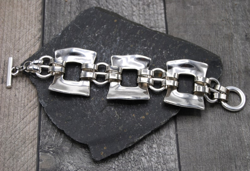 Statement Silver Bracelet, Chunky Silver Bracelet, Silver Toggle Clasp, Silver Padlock, Chunky Rolo Chain Bracelet, Solid Silver Bracelet image 3