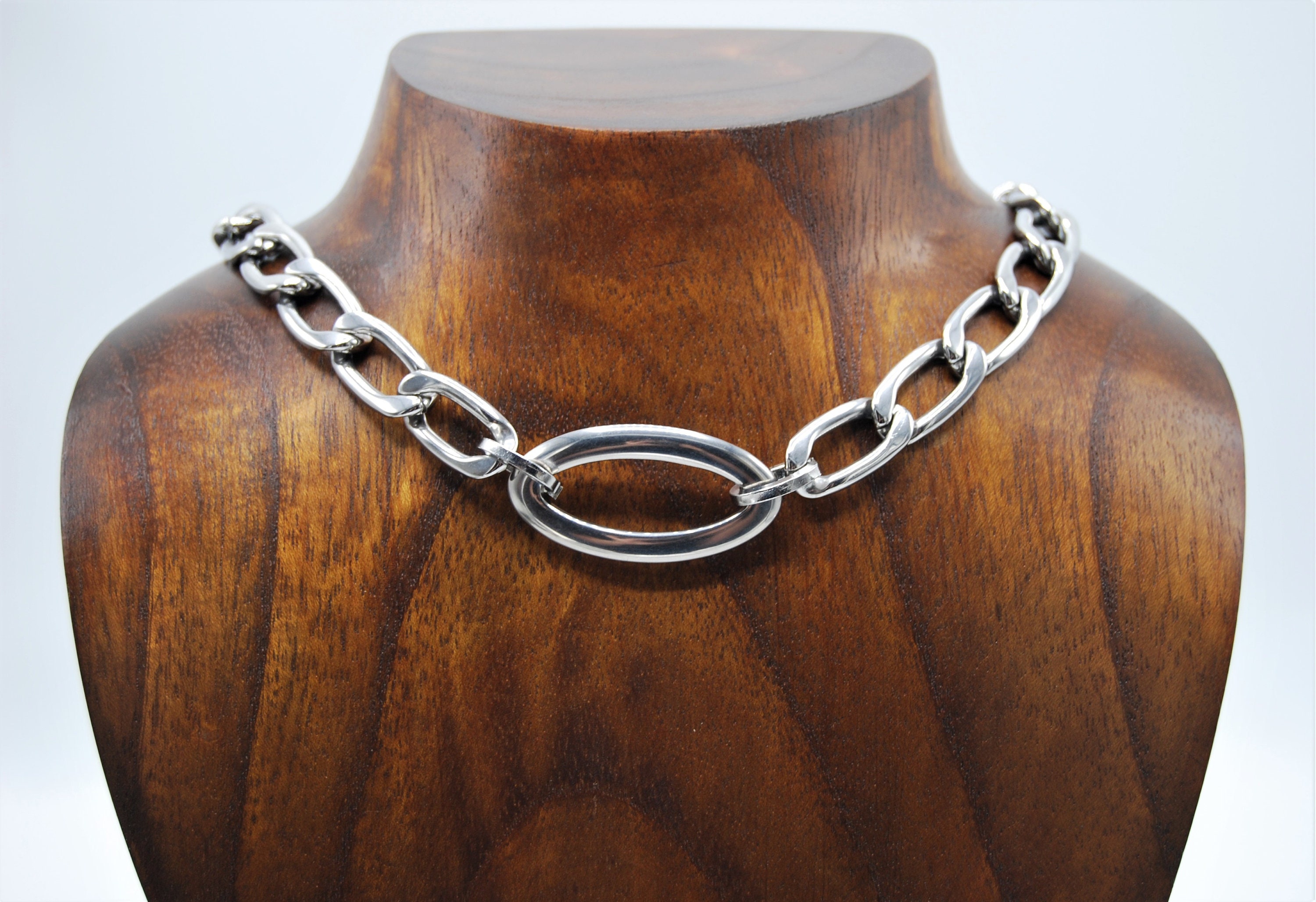 Chunky stainless steel necklace clearance