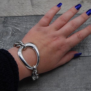 Statement Silver Bracelet, Chunky Stainless Steel Chain, Solid Silver Bracelet, Gift For Her, Silver Curb Chain Bracelet, Stacking Bracelet
