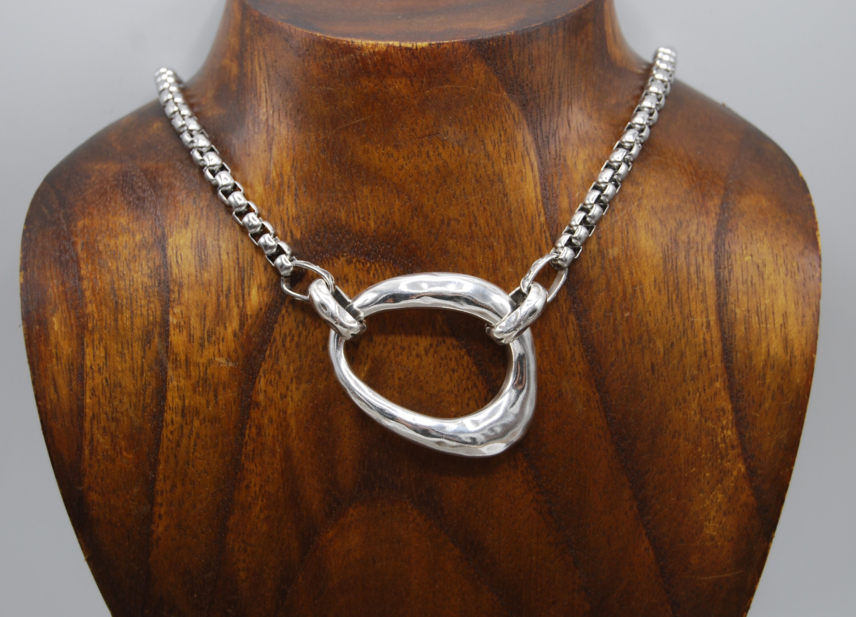 Large silver statement necklace clearance