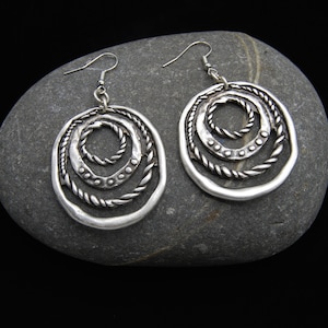 Antique Silver Drop Earrings: Textured Statement Jewelry
