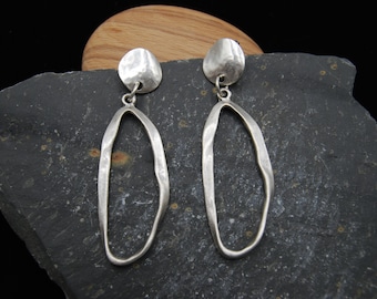 Dramatic Antique Silver Drop Earrings, Statement Silver Earrings, Dangling Silver Earrings, Large Silver Earrings, Abstract  Earrings,