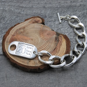 Antique Silver Chunky Link Bracelet: Steel Toggle Bracelet