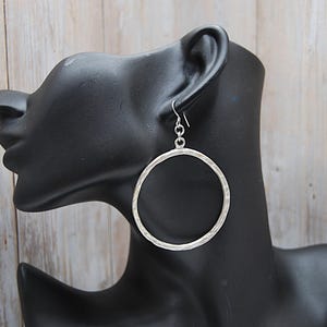 Silver Hoop Earrings: Large Statement Dangle, Sterling Silver Plated