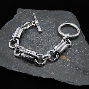 Statement Silver Bracelet, Chunky Silver Bracelet, Gift For Her, Silver Toggle Clasp Bracelet, Silver Wrap Bracelet, Gift For Her