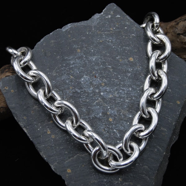 Statement Large Link Chain, Lightweight Large Link Chain, Chunky Silver Chain Necklace, Gift For Her, Aluminium Silver large Link Necklace