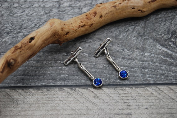 Blue Sapphire Swarovski Earrings Crystal Earrings Silver