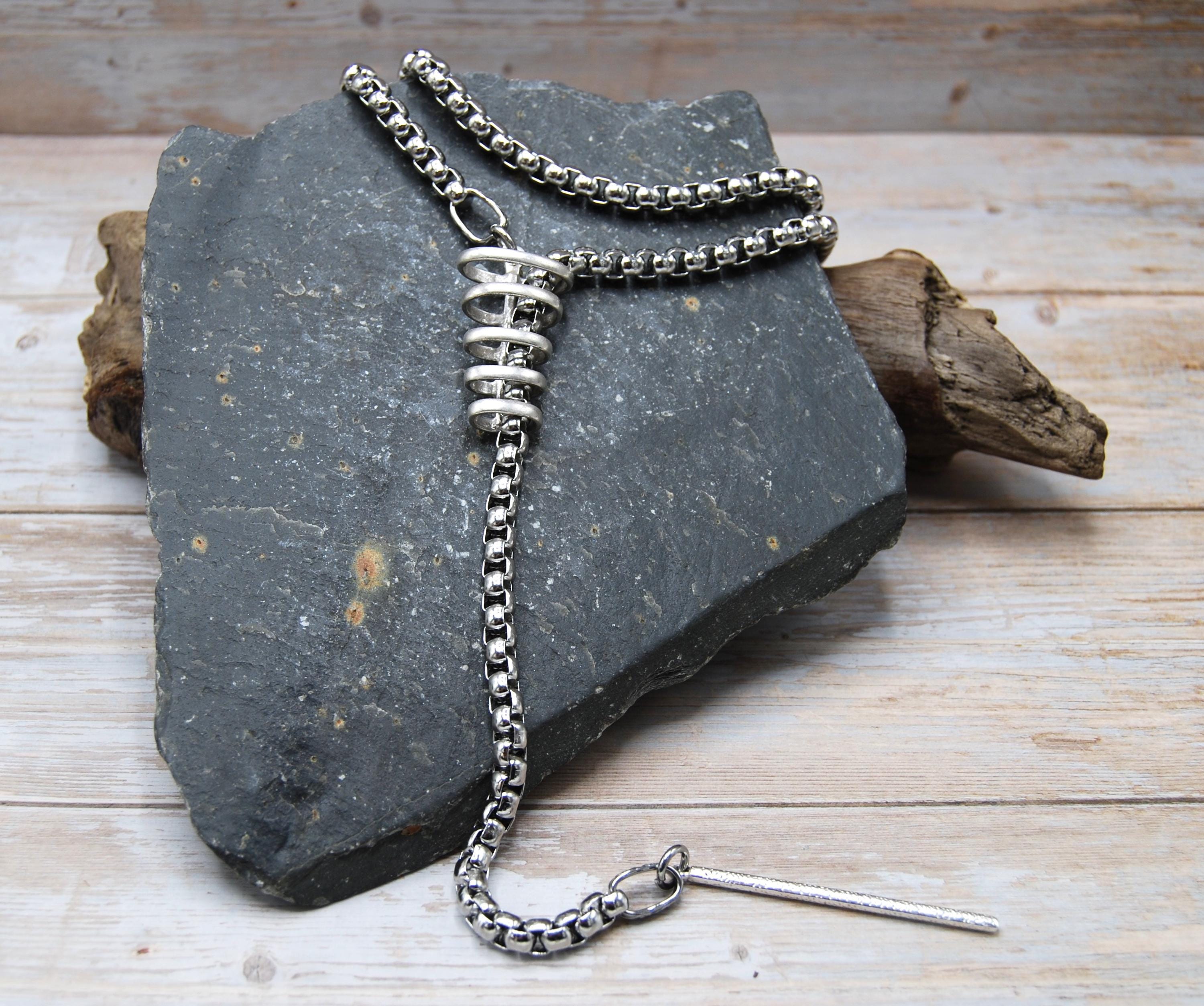 Stainless Steel Y Lariat Necklace: Abstract Silver Box Chain - Etsy