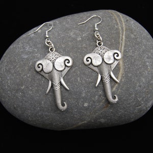 Antique Silver Stylised Elephant Earrings, Statement Silver Earrings, Silver Drop Earrings, Unique Gift Idea, Gift For Her, Gift For Mum